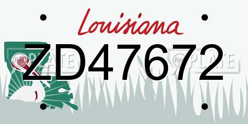 ZD47672 Louisiana License Plate
