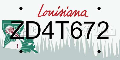 ZD4T672 Louisiana License Plate