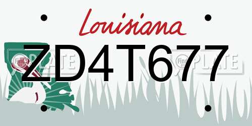 ZD4T677 Louisiana License Plate