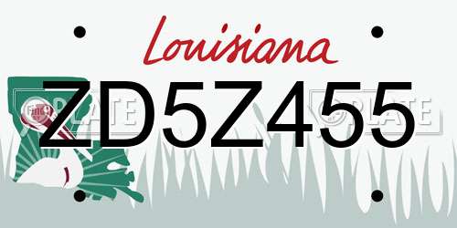 ZD5Z455 Louisiana License Plate