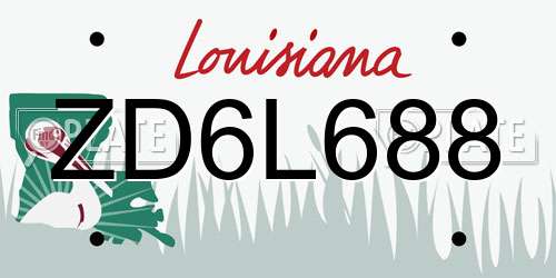 ZD6L688 Louisiana License Plate