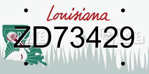 ZD73429 Louisiana License Plate