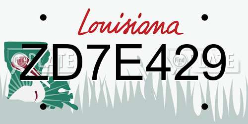 ZD7E429 Louisiana License Plate