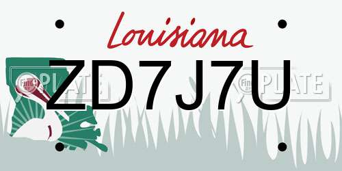 ZD7J7U Louisiana License Plate