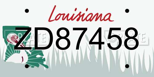 ZD87458 Louisiana License Plate