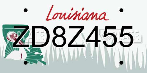 ZD8Z455 Louisiana License Plate
