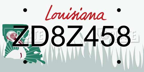ZD8Z458 Louisiana License Plate