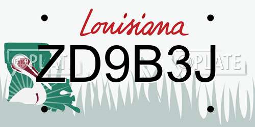 ZD9B3J Louisiana License Plate