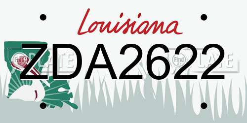 ZDA2622 Louisiana License Plate