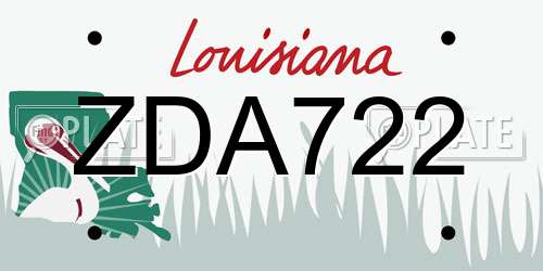 ZDA722 Louisiana License Plate