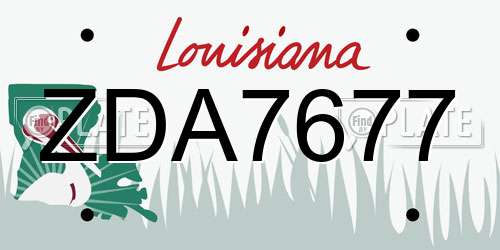 ZDA7677 Louisiana License Plate