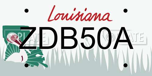 ZDB50A Louisiana License Plate