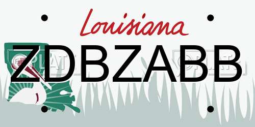 ZDBZABB Louisiana License Plate