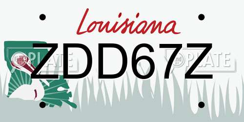 ZDD67Z Louisiana License Plate