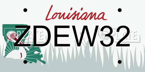 ZDEW32 Louisiana License Plate