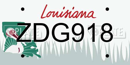 ZDG918 Louisiana License Plate