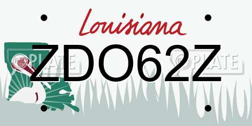 ZDO62Z Louisiana License Plate