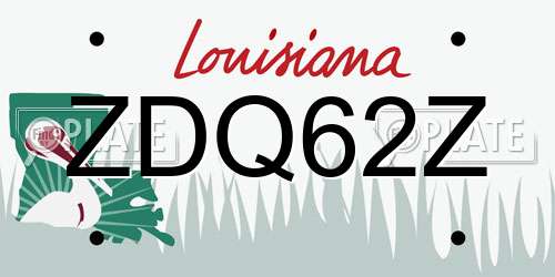 ZDQ62Z Louisiana License Plate