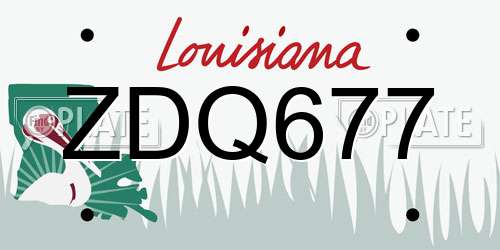 ZDQ677 Louisiana License Plate