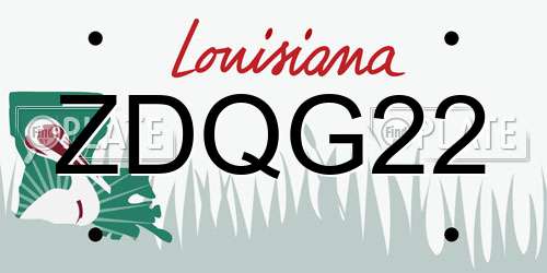 ZDQG22 Louisiana License Plate