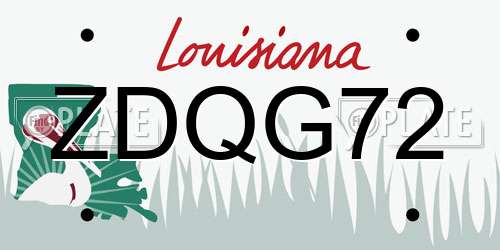 ZDQG72 Louisiana License Plate