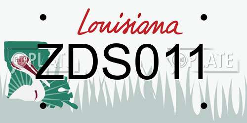 ZDS011 Louisiana License Plate