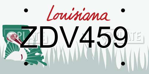 ZDV459 Louisiana License Plate