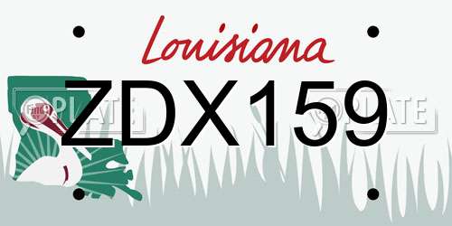 ZDX159 Louisiana License Plate