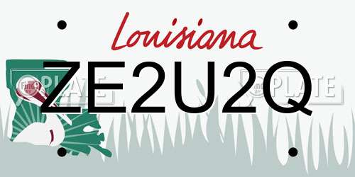 ZE2U2Q Louisiana License Plate