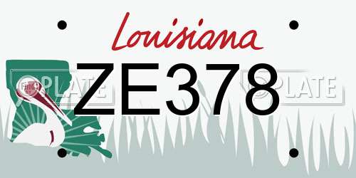 ZE378 Louisiana License Plate