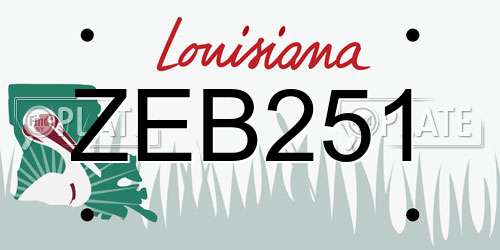 ZEB251 Louisiana License Plate