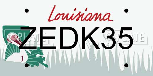 ZEDK35 Louisiana License Plate