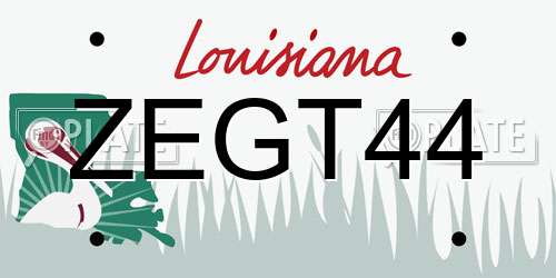 ZEGT44 Louisiana License Plate