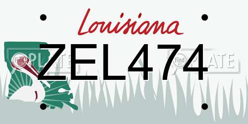 ZEL474 Louisiana License Plate