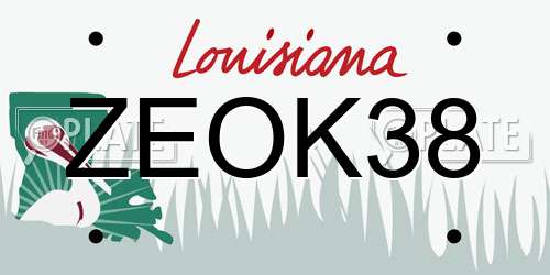 ZEOK38 Louisiana License Plate
