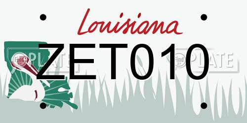 ZET010 Louisiana License Plate