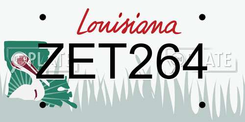 ZET264 Louisiana License Plate