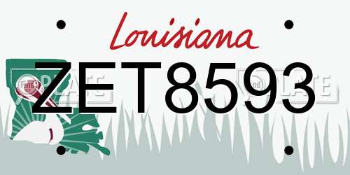 ZET8593 Louisiana License Plate
