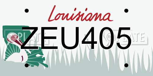 ZEU405 Louisiana License Plate