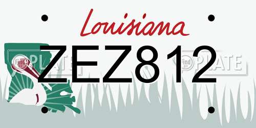 ZEZ812 Louisiana License Plate