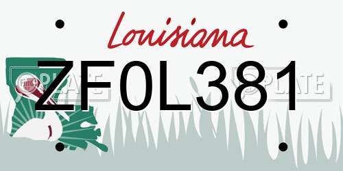 ZF0L381 Louisiana License Plate