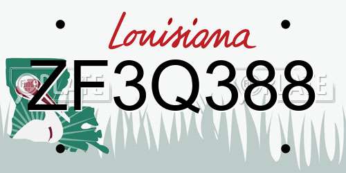 ZF3Q388 Louisiana License Plate