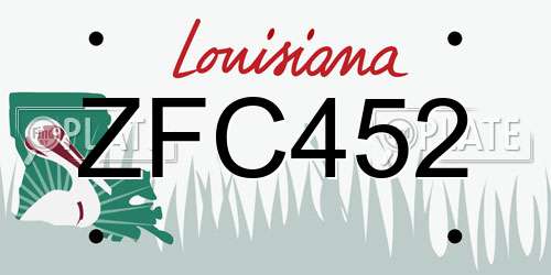 ZFC452 Louisiana License Plate