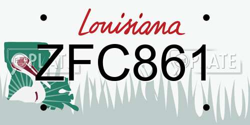 ZFC861 Louisiana License Plate