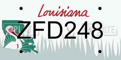 ZFD248 Louisiana License Plate