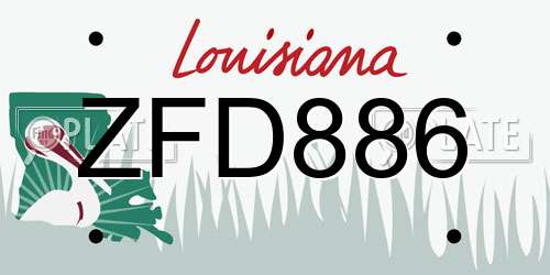 ZFD886 Louisiana License Plate