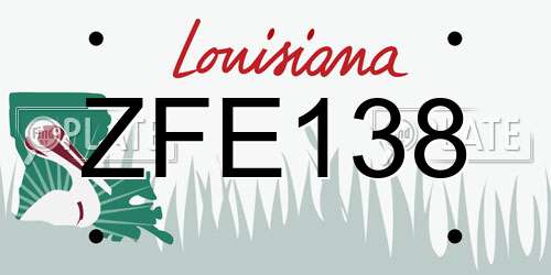 ZFE138 Louisiana License Plate