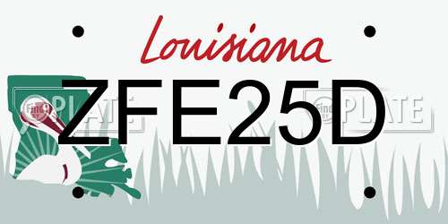 ZFE25D Louisiana License Plate