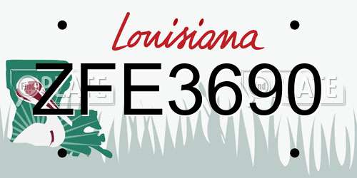 ZFE3690 Louisiana License Plate