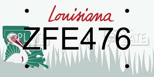 ZFE476 Louisiana License Plate